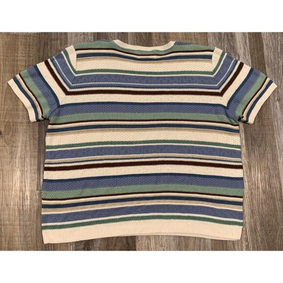 Alfred Dunner Striped Short Sleeve Knit Top Blue Green Lightweight Sweater Sz XL - Picture 5 of 12